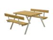 Immagine di Plus Alpha Picknicktisch mit 2 Rückenlehnen Lärche unbehandelt 118 x 185 x 73 cm