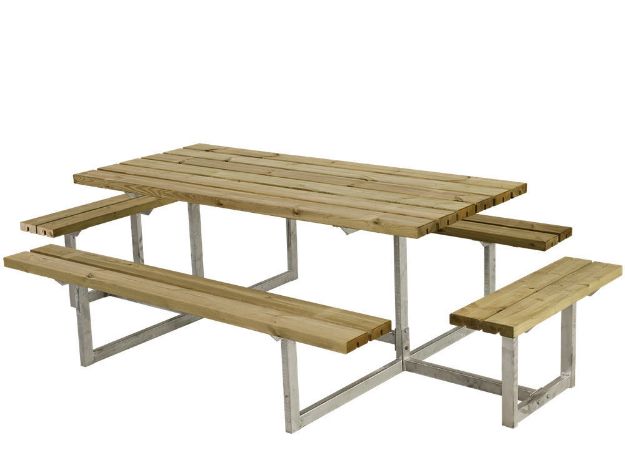 Immagine di Plus Basic Picknicktisch mit 2 Anbausätzen Kiefer-Fichte druckimprägniert 260 x 160 cm