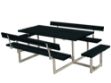 Immagine di Plus Basic Picknicktisch mit 2 Anbausätzen und 2 Rückenlehnen Kiefer-Fichte schwarz 260 x184 cm