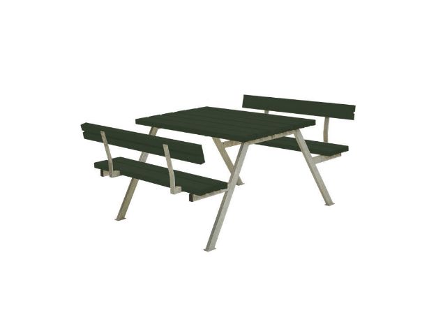 Immagine di Plus Alpha Picknicktisch mit 2 Rückenlehnen Kiefer-Fichte grün 118 x 185 x 73 cm
