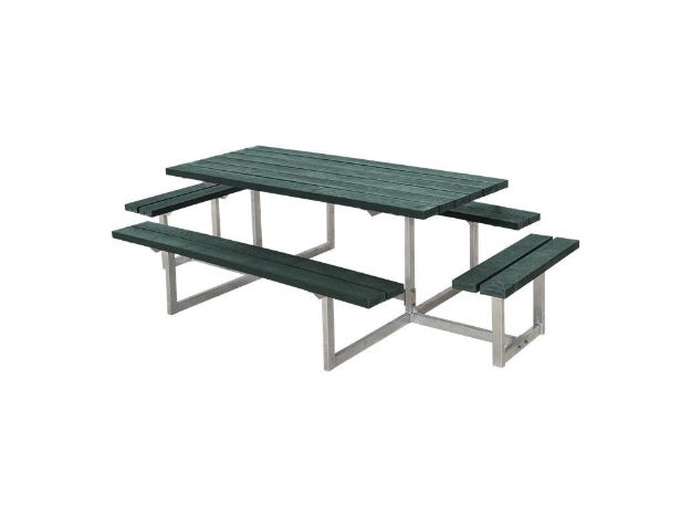 Image de Plus Basic Picknicktisch mit 2 Anbausätzen Retex Upcycling grün 260 x 160 cm