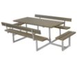Bild von Plus Basic Picknicktisch mit 2 Anbausätzen und 2 Rückenlehnen Kiefer-Fichte graubraun 260 x184 cm