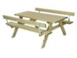 Image de Plus Picknicktisch mit Klappsitzen und 2 Rückenlehnen Kiefer-Fichte unbehandelt 177 cm