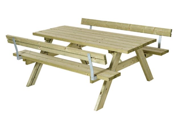 Immagine di Plus Picknicktisch mit Klappsitzen und 2 Rückenlehnen Kiefer-Fichte imprägniert 177 cm