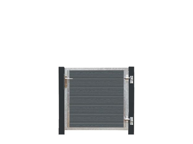 Image de Plus Artura WPC Tor 99 x 95 cm + 16 cm Pfosten schwarz zum Einbetonieren Türanschlag rechts