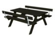 Bild von Plus Picknicktisch mit Klappsitzen und 2 Rückenlehnen Kiefer-Fichte schwarz  177 cm