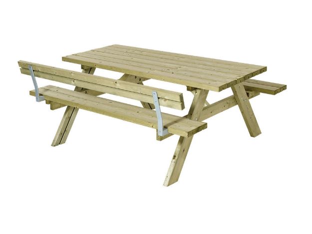 Immagine di Plus Picknicktisch mit Klappsitzen und 1 Rückenlehne Kiefer-Fichte imprägniert 177 cm