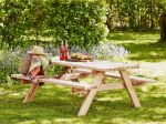 Immagine di Plus Picknicktisch mit Klappsitzen und 1 Rückenlehne Kiefer-Fichte unbehandelt 177 cm