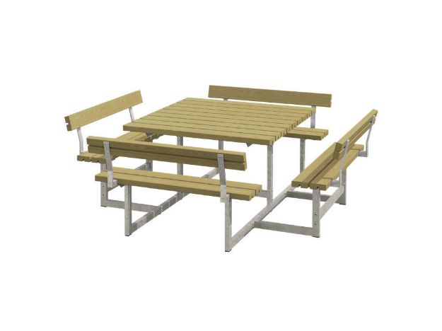 Bild von Plus Picnic Picknicktisch 8-Sitzer mit 4 Rückenlehnen druckimprägniert 224 cm