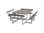Image de Plus Picnic Picknicktisch 8-Sitzer mit 4 Rückenlehnen graubraun 224 cm