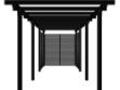 Plus Doppelpergola drei Module schwarz mit Tokyo-Zaun 664 cm