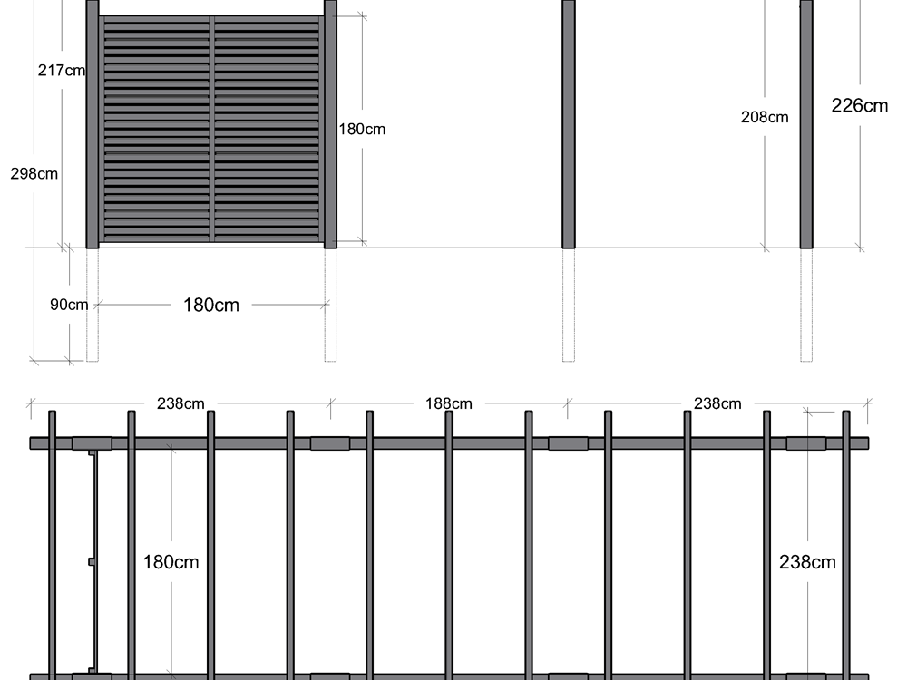 Plus Doppelpergola drei Module mit Tokyo-Zaun > Plus A/S hochwertige ...