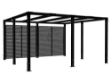 Plus Cubic dreireihige Pergola schwarz drei Module mit Tokyo-Zaun 387 x 387 cm