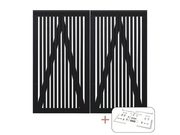 Bild von Plus Sendai Doppeltor Sichtschutztor schwarz 200 × 180 cm mit Beschlägen