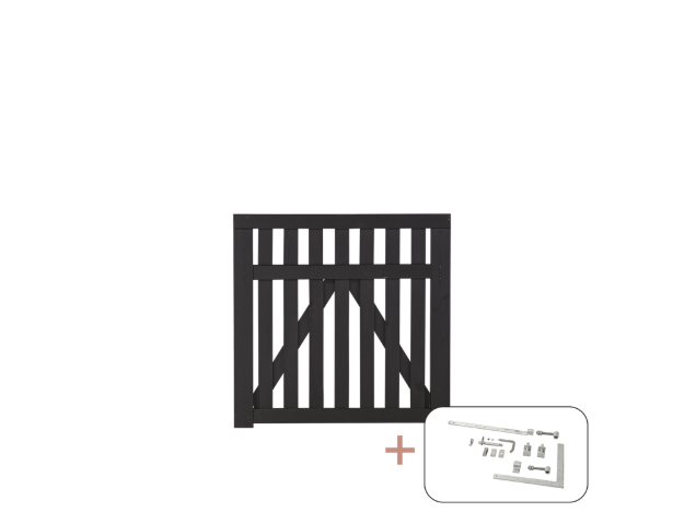 Image de Plus Country Einzeltor Gartentor schwarz 100 x 98 cm mit Beschlägen