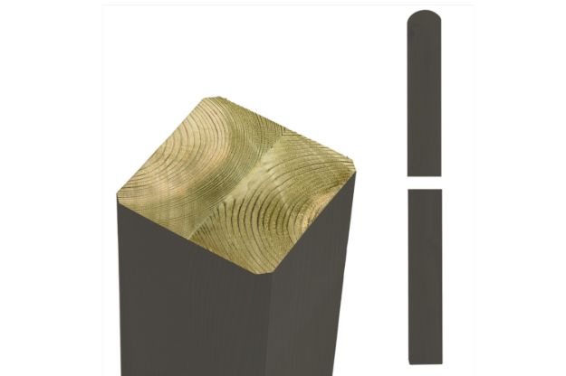 Bild von Plus Premium Leimholzpfosten Rundkopf NTR-A 9 x 9 x 98 cm umbragrau