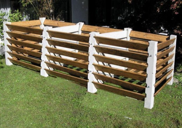 Dreifachsilo Komposter Fichtenholz kesseldruckimprägniert 332 x 93 x 100 cm