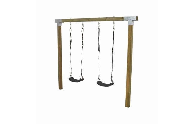 Immagine di Plus Cubic Schaukelgestell mit 2 schwarzen Schaukeln 268 x 9 x 209 cm druckimprägniert
