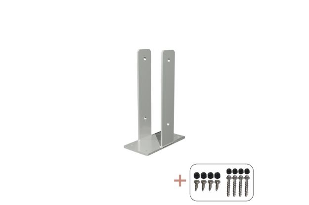 Immagine di Plus U-Pfostenträger Set Pfostenfuss verzinkt zum Verbolzen für Holzpfosten 9 cm