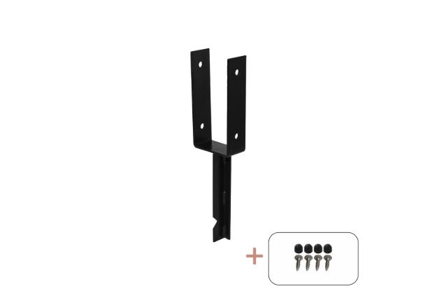 Image de Plus U-Pfostenträger Set Pfostenfuss schwarz zum Einbetonieren für Holzpfosten 9 cm