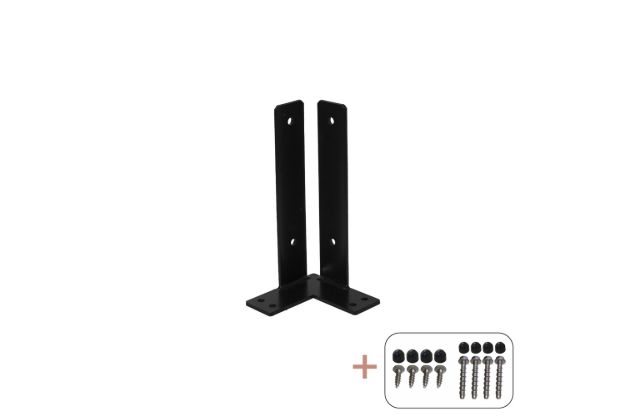 Image de Plus Pfostenträger Set Pfostenfuss Über-Eck schwarz zum Verbolzen für Holzpfosten 9 cm