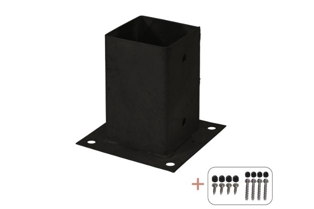 Image de Plus Cubic Pfostenschuh Set Pfostenfuss schwarz zum Verbolzen für 9 cm Pfosten