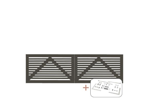 Image de Plus Tokyo Doppeltor Einfahrtstor umbragrau 300 x 90 cm mit Beschlägen