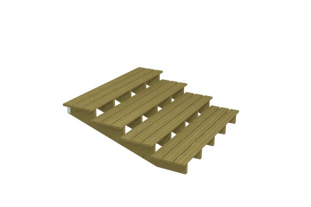Immagine di Plus Aussentreppe druckimprägniert 4-stufig Terrassentreppe 19 Grad - 180 x 157 x 55 cm