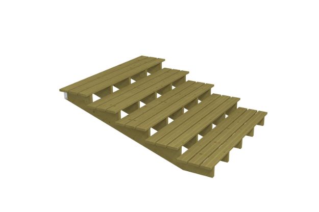 Image de Plus Aussentreppe druckimprägniert 5-stufig Terrassentreppe 19 Grad - 180 x 196 x 68 cm