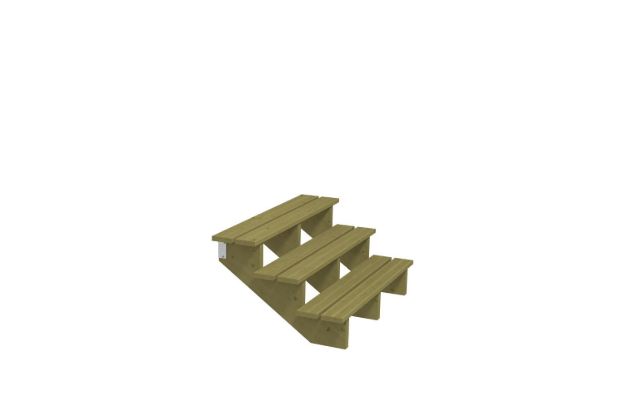 Image de Plus Aussentreppe druckimprägniert 3-stufig Terrassentreppe 34 Grad - 120 x 76 x 54 cm