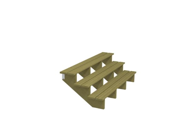 Bild von Plus Aussentreppe druckimprägniert 3-stufig Terrassentreppe 34 Grad - 180 x 76 x 54 cm