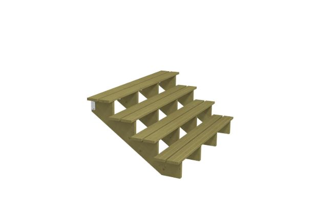 Bild von Plus Aussentreppe druckimprägniert 4-stufig Terrassentreppe 34 Grad - 180 x 101 x 71 cm