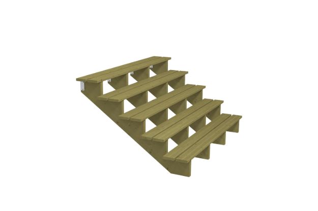 Bild von Plus Aussentreppe druckimprägniert 5-stufig Terrassentreppe 34 Grad - 180 x 126 x 88 cm
