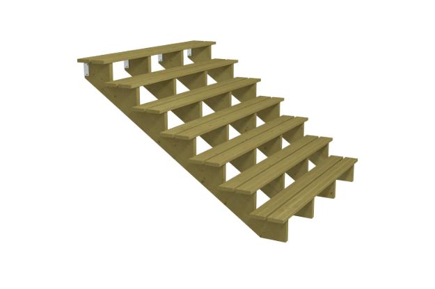 Bild von Plus Aussentreppe druckimprägniert 7-stufig Terrassentreppe 34 Grad - 180 x 176 x 122 cm