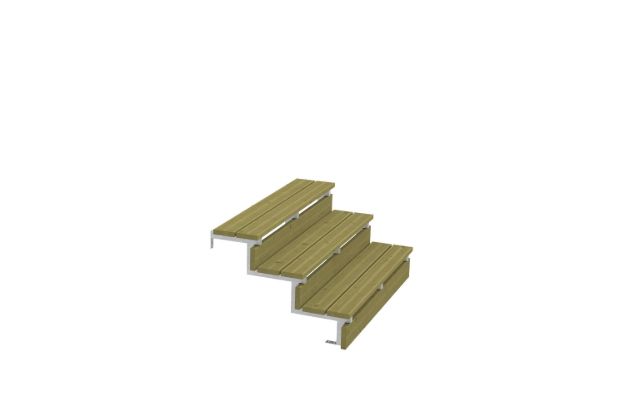 Image de Plus Stahl-Aussentreppe verzinkt 3-stufig Terrassentreppe 34 Grad - 120 x 79 x 54 cm