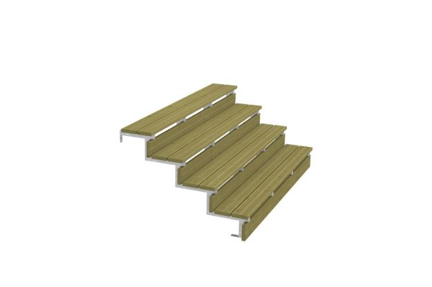 Image de Plus Stahl-Aussentreppe verzinkt 4-stufig Terrassentreppe 34 Grad - 180 x 104 x 71 cm
