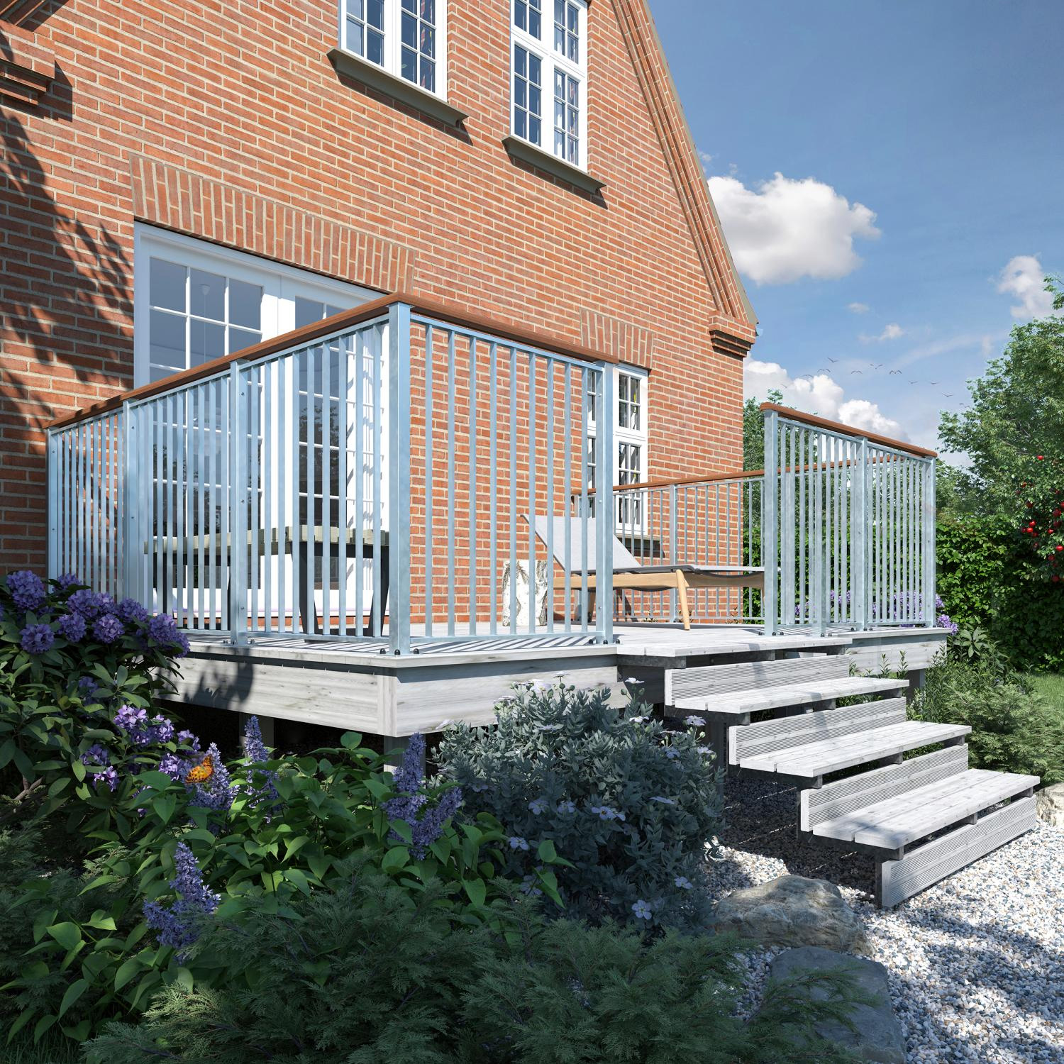 Plus Stahl-Aussentreppe Stahltreppe verzinkt 7-stufig Terrassentreppe ...