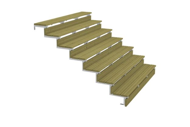 Image de Plus Stahl-Aussentreppe verzinkt 7-stufig Terrassentreppe 34 Grad - 180 x 179 x 122 cm