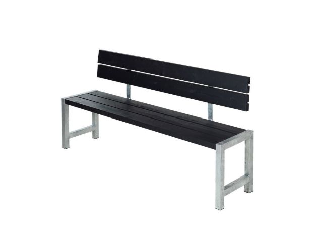 Bild von Plus Plankenbank mit Rückenlehne 176 cm schwarz