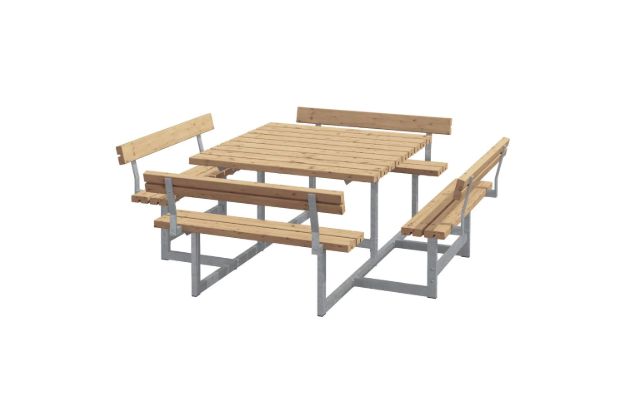 Image de Plus Picnic Picknicktisch 8-Sitzer mit 4 Rückenlehnen Thermowood 224 cm