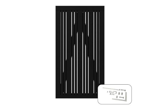 Immagine di Plus Tangent Einzeltor Sichtschutztüre schwarz 95 x 180 cm mit Beschlägen