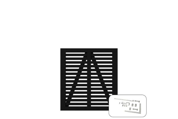 Image de Plus Harmoni Einzeltor Gartentüre schwarz 100 x 107 cm mit Beschlägen