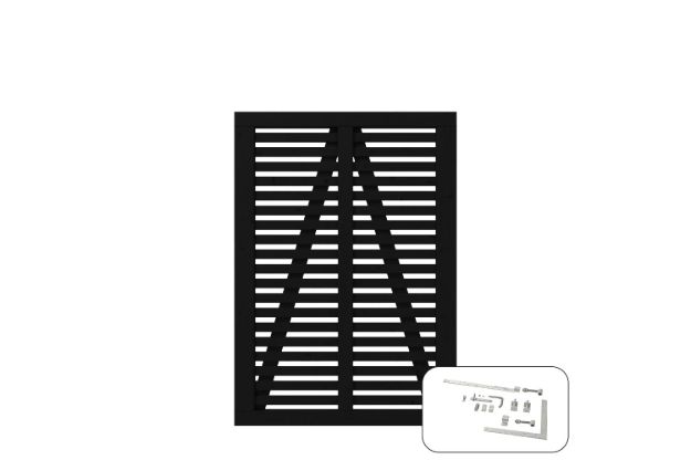 Image de Plus Harmoni Einzeltor Gartentüre schwarz 100 x 140 cm mit Beschlägen