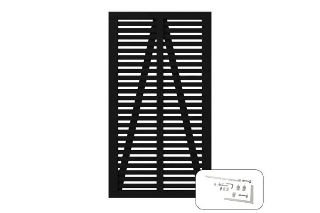 Image de Plus Harmoni Einzeltor Sichtschutztüre schwarz 100 x 180 cm mit Beschlägen