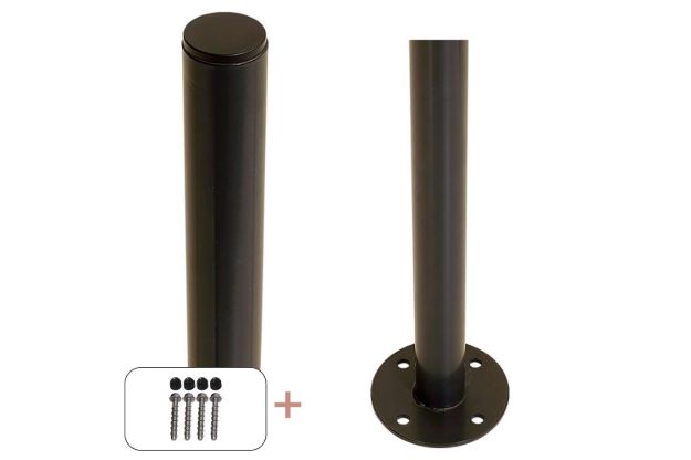 Image de Plus Stahlpfosten rund mit Fuss + Schrauben-Set schwarz 4,2 x 4,2 x 98 cm