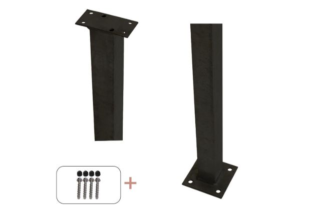 Immagine di Plus Stahlpfosten quadratisch mit Fuss + Schrauben-Set schwarz 4,5 x 4,5 x 103,3 cm für Handlauf