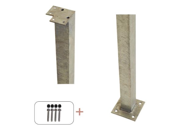 Bild von Plus Stahl-Eckpfosten quadratisch mit Fuss  + Schrauben-Set 4,5 x 4,5 x 103,3 cm für Handlauf