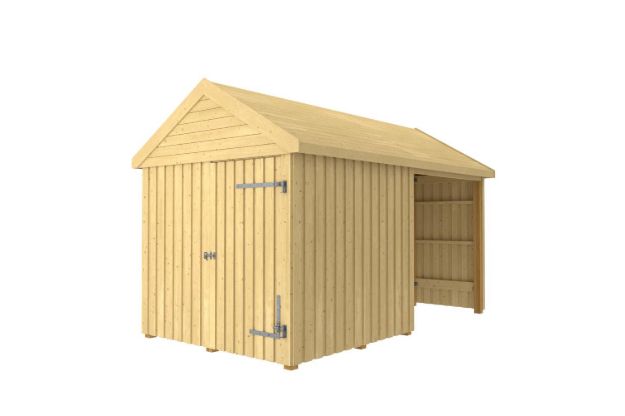 Bild von Plus Gartengebäude Classic Multihaus offen mit Einzeltor stirnseitig 423 x 234 cm
