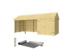 Image de Plus Gartengebäude Classic Multihaus offen mit Doppeltor 626 x 234 cm - Dachpappe, Aluleisten und Bodenanker