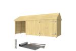 Bild von Plus Gartengebäude Classic Multihaus ein Drittel offen mit Doppeltor 626 x 234 cm - Dachpappe, Aluleisten und Bodenanker